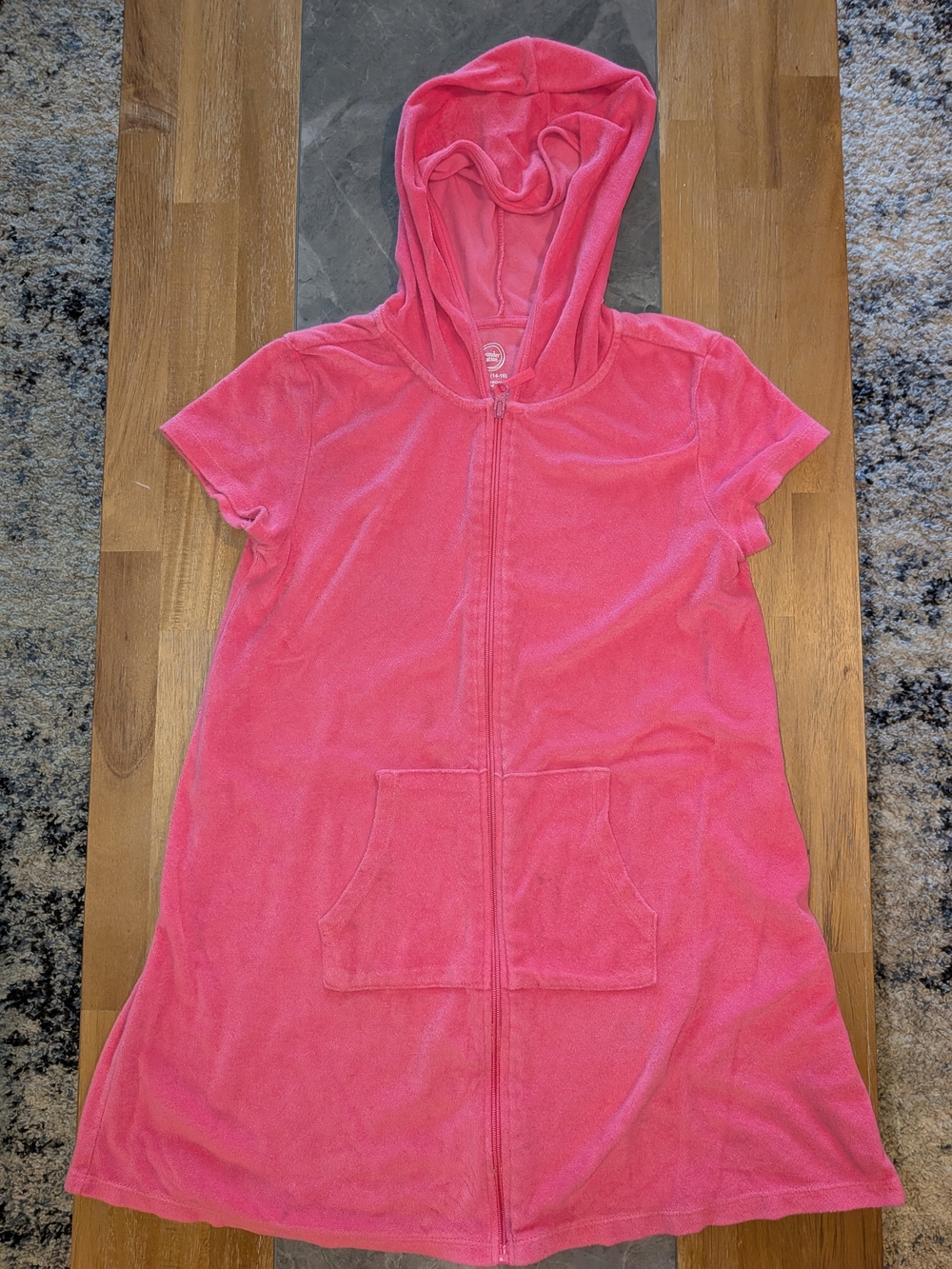 wonder nation Coral Pink Kids Zip-Up Swim Coverup Hoodie